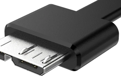 Micro-USB Type-B (SuperSpeed) plug, at an angle